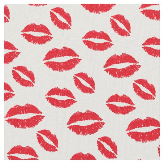 Schickes Rot küsst Lippenmuster Stoff (Nahaufnahme)