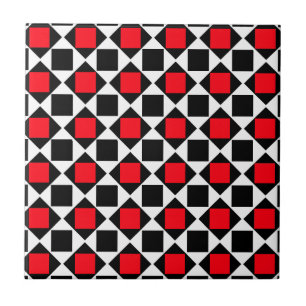 schickes rot weiß schwarzes Muster Fliese