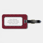 Schickes rotes griechisches geometrisches gepäckanhänger (Rückseite horizontal)