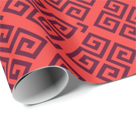 Schickes rotes griechisches geometrisches geschenkpapier (Rolleneckpunkt)
