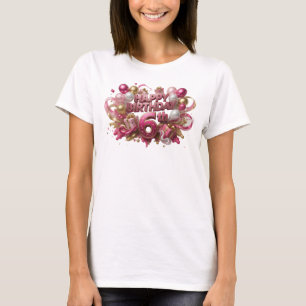 Schickes rotes HAPPY BIRTHDAY 6TH individuelles T- T-Shirt
