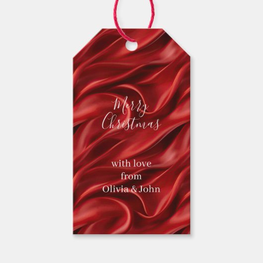 Schickes rotes Weihnachten Geschenkanhänger (Vorderseite)
