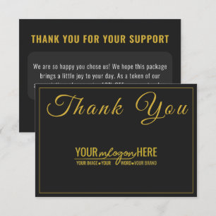 Schickes Schwarz Gold Boutique Logo Social Media Dankeskarte