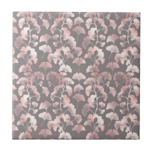 Schickes Schwarz-Rosa-Ginkgo-Muster Fliese