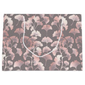 Schickes Schwarz-Rosa-Ginkgo-Muster Große Geschenktüte (Vorderseite)