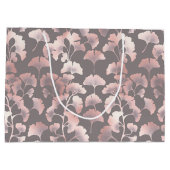 Schickes Schwarz-Rosa-Ginkgo-Muster Große Geschenktüte (Rückseite)