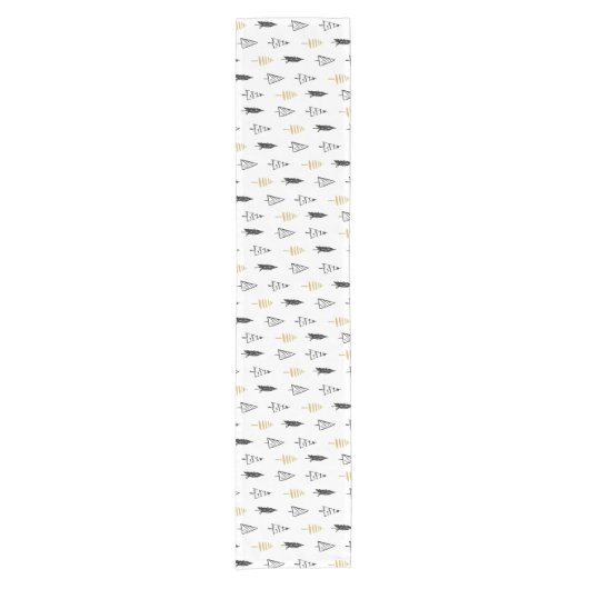 Schickes Schwarz-u. Goldweihnachtsbaum-Muster Kurzer Tischläufer (Vorderseite)