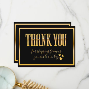Schickes Schwarz und helles Gold Dankeskarte