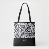 Schickes Schwarz Weiß Benutzerdefiniertes Monogram Tasche (Vorderseite)