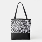 Schickes Schwarz Weiß Benutzerdefiniertes Monogram Tasche (Rückseite)