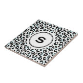 Schickes Schwarz-Weiß-Cheddamuster-Monogramm Fliese (Seite)