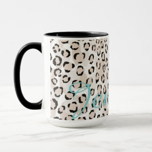 Schickes Schwarz-Weiß-Cheddamuster-Monogramm Tasse