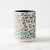 Schickes Schwarz-Weiß-Cheddamuster-Monogramm Tasse (Zentrum)