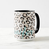 Schickes Schwarz-Weiß-Cheddamuster-Monogramm Tasse (VorderseiteRechts)