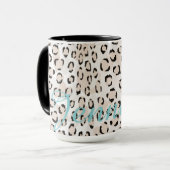 Schickes Schwarz-Weiß-Cheddamuster-Monogramm Tasse (Vorderseite Links)