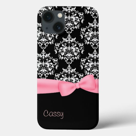 Schickes Schwarz-Weiß-Damaskus Case-Mate iPhone Hülle (Rückseite)