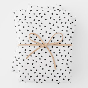 Schickes Schwarz-Weiß-Herzmuster zum Valentinstag Geschenkpapier Set