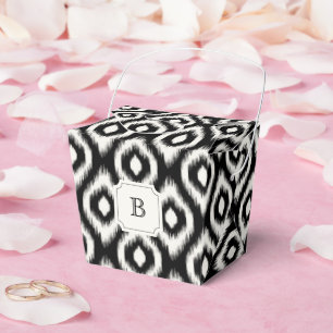 Schickes Schwarz-Weiß-Ikat-Diamant-Monogramm-Party Geschenkschachtel