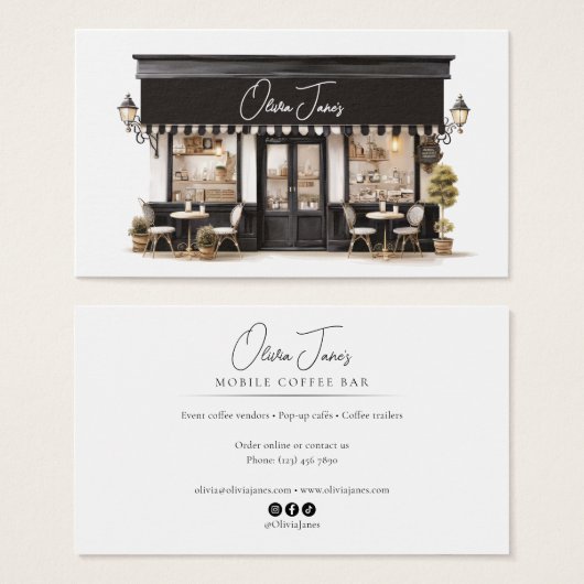 Schickes Schwarz-Weiß Paris Café Bäckerei (Vorne & Hinten)