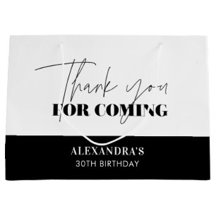 Schickes Schwarz Weiß Schriftzug Geburtstags Danke Große Geschenktüte