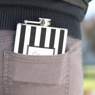Schickes Schwarz-Weiß-Streifenmuster Einfaches mod Flachmann