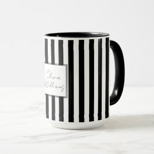 Schickes Schwarz-Weiß-Streifenmuster Einfaches mod Tasse