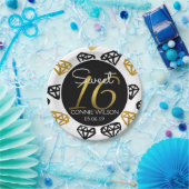 Schickes Schwarzes u. Golddiamant-16. Pappteller (Party)