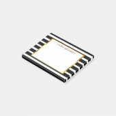 Schickes Schwarzes u. Weiß stripes Post-it Klebezettel (angewinkelt)