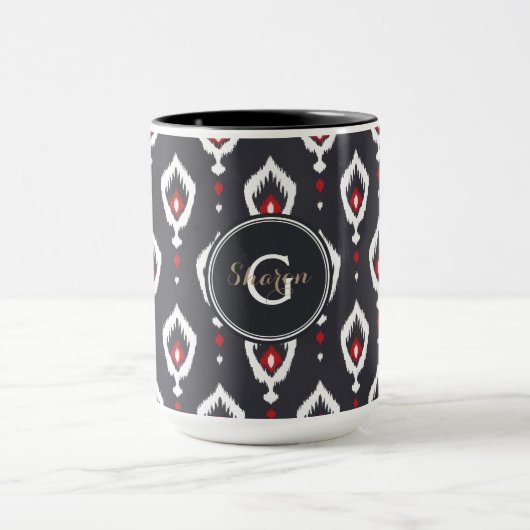 Schickes schwarzes und rotes ikat Stammes- Tasse (Zentrum)