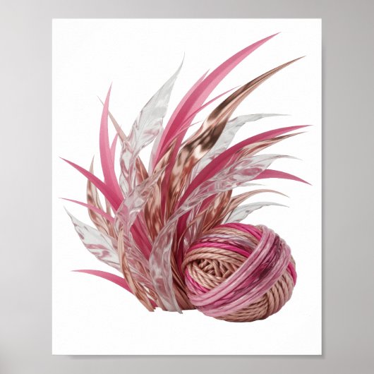 Schickes Silber FANCY PINK UND GOLD CORDS Kühnes D Poster (Vorne)