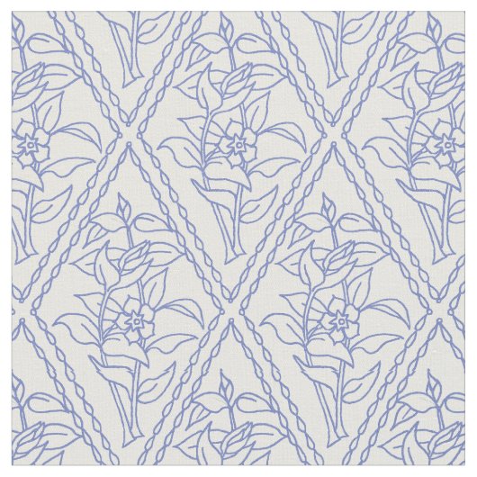 Schickes Singrün-blaues Blumendiamant-Muster Stoff (Nahaufnahme)