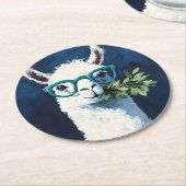 Schickes Smarty Llama Runder Pappuntersetzer (Angewinkelt)