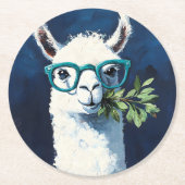 Schickes Smarty Llama Runder Pappuntersetzer (Vorderseite)