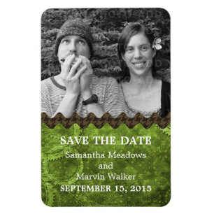 Schickes Steampunk-Foto Save-the-Date-Magnet, Grün Magnet