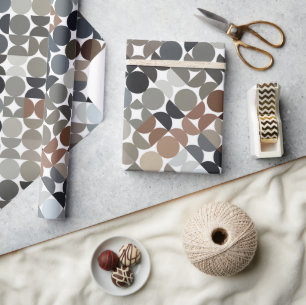 Schickes Taupe-Beige-Grau-Tan-Braun-Kreis-Muster Geschenkpapier