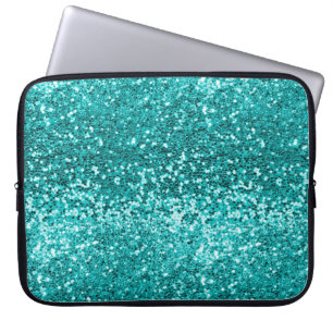 Schickes Teal Aqua Türkis Glitter Funkeln Laptopschutzhülle