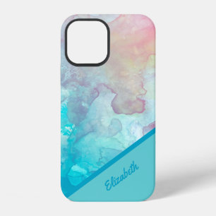 Schickes Türkis Wasserfarbe Personalisiert iPhone 12 Hülle
