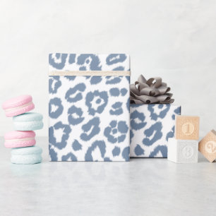 Schickes Vintage-Blau-Leoparden-Druckmuster Geschenkpapier