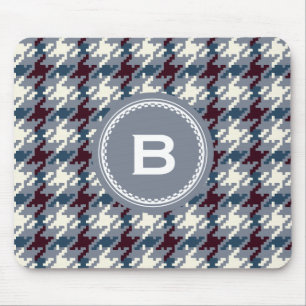 Schickes vintage graues Houndstooth-Karo-Monogramm Mousepad