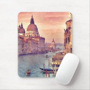 Schickes Vintage Italien Venedig Kanal Pastell Aqu Mousepad