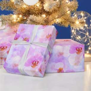 Schickes weiches Lilablass Orchideen Wasserfarbenm Geschenkpapier