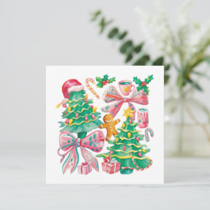 Schickes Weihnachtsbaum-Band Rosa Blau Coquette Feiertagskarte