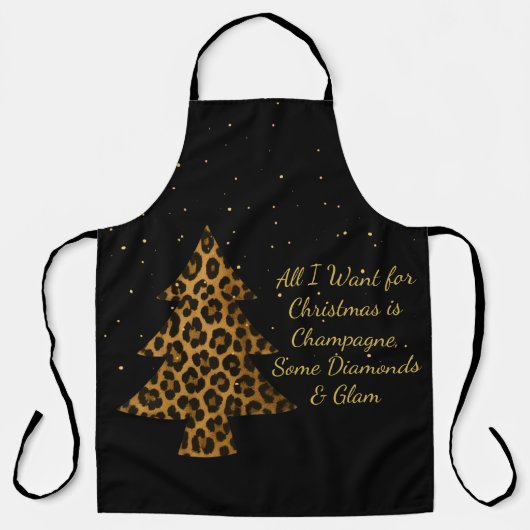 Schickes Weihnachtsbaum-Design mit Leopardendruck Schürze (Vorderseite)