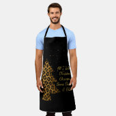 Schickes Weihnachtsbaum-Design mit Leopardendruck Schürze (Getragen)