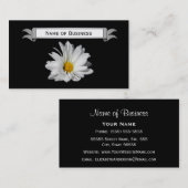 Schickes weißes Gänseblümchen auf schwarzem Visitenkarte (Vorne/Hinten)