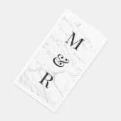 Schickes weißes Marmorstein-Druck Custom Monogramm Serviette (Ecke)