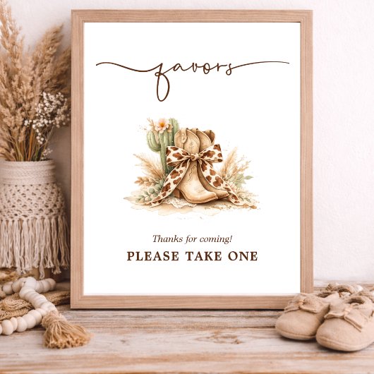 Schickes Western-Babypartyschild Poster