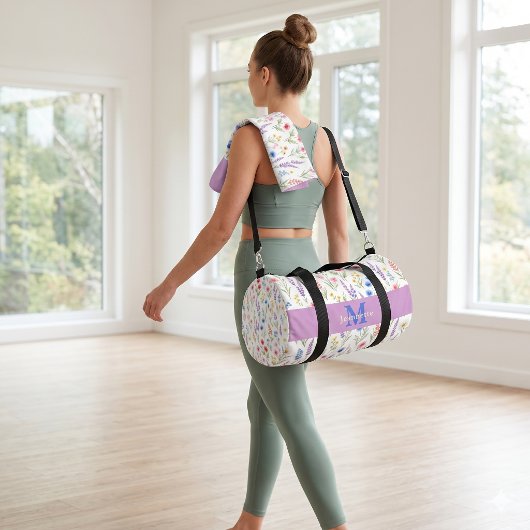 Schickes Wildblumen-Wasserfarben-Blumenmonogramm N Duffle Bag