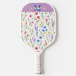 Schickes Wildblumen-Wasserfarben-Blumenmonogramm N Pickleball Schläger