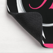 Schickes Zebra-Druck-Beeren-Rosa-Monogramm Mousepad (Ecke)